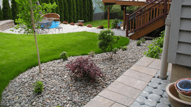 Partial lawn with patio