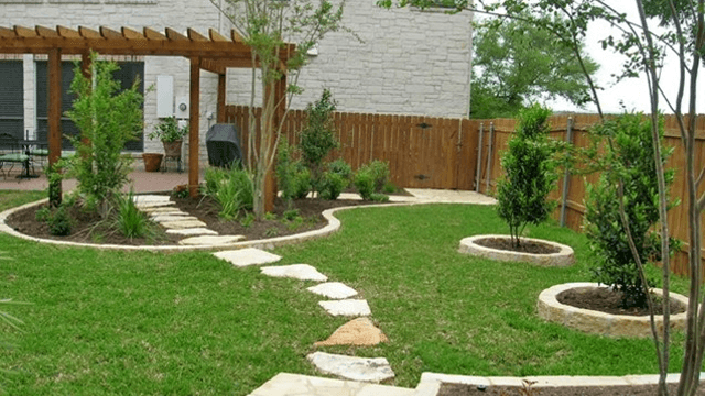 Half sodded yard with a patio