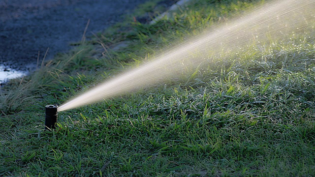 Sprinkler watering lawn